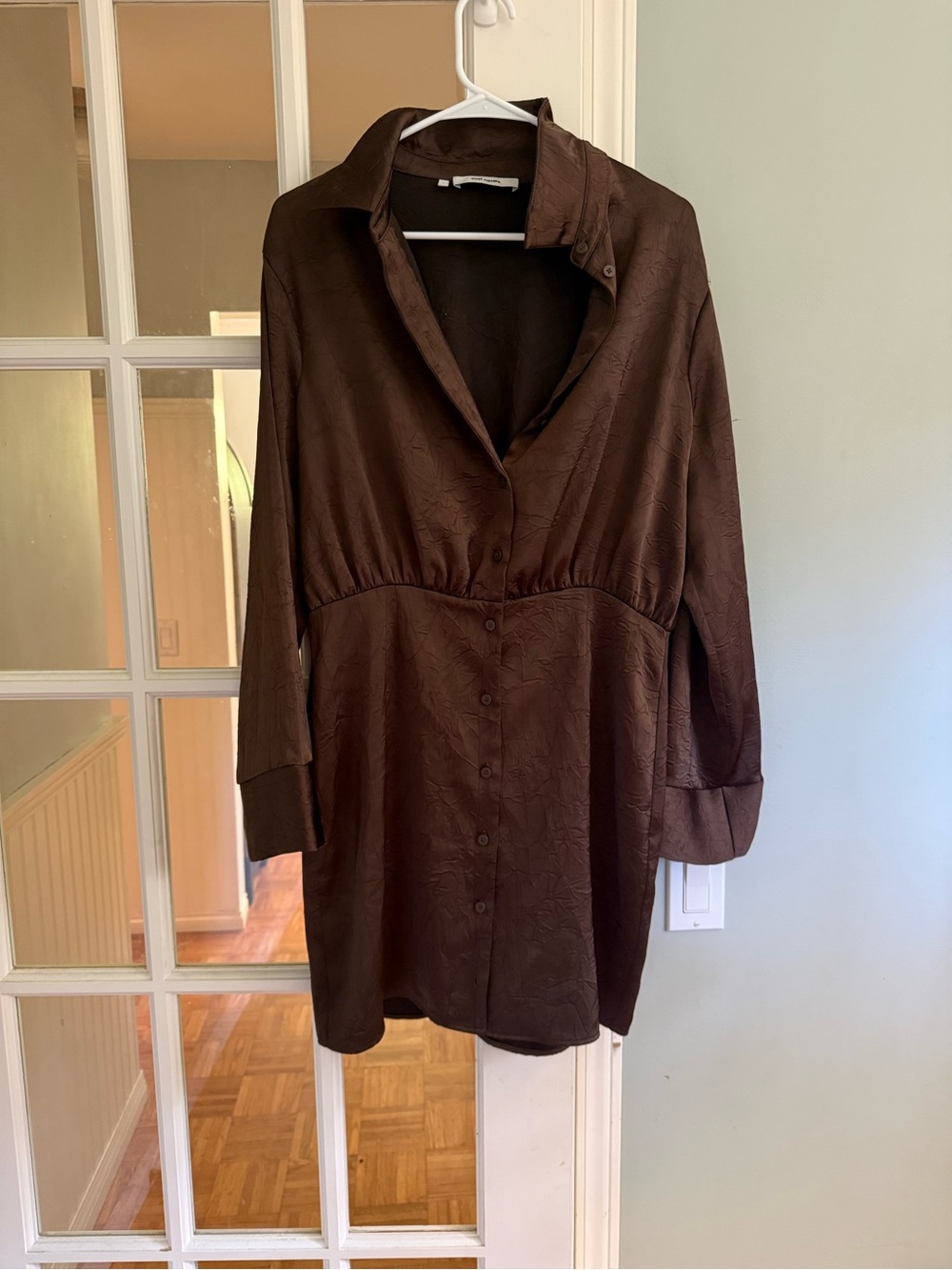 Long Sleeve Brown Button-Front Dress